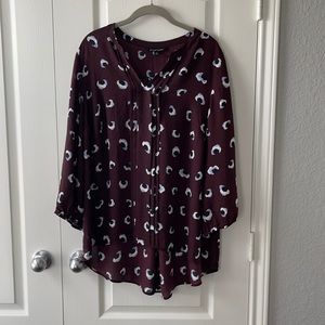 Maroon floral print blouse 41 Hawthorne
